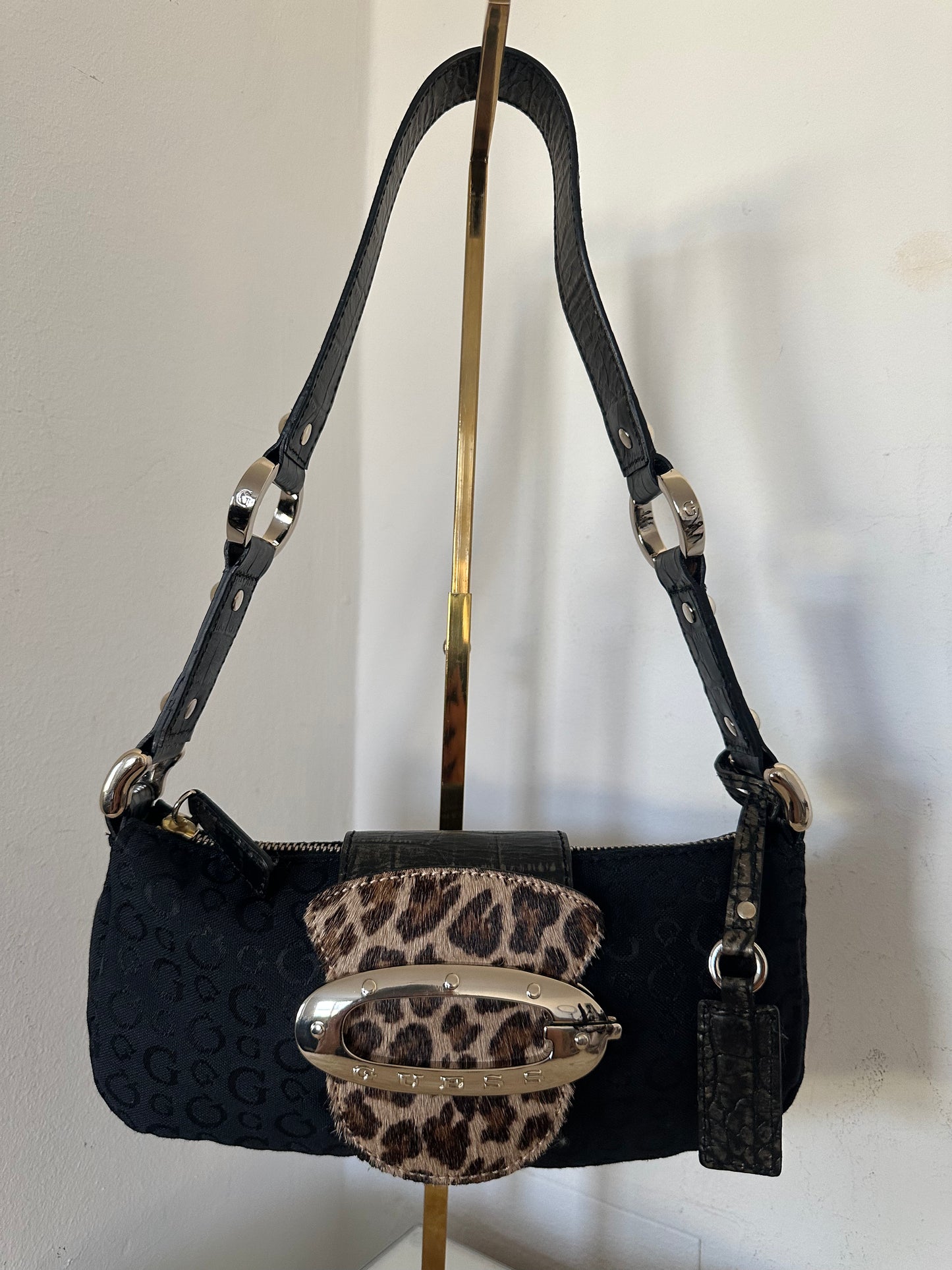 Guess Tasche Vintage Y2K Rare schwarz Leopard