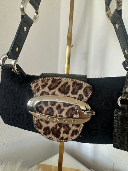 Guess Tasche Vintage Y2K Rare schwarz Leopard