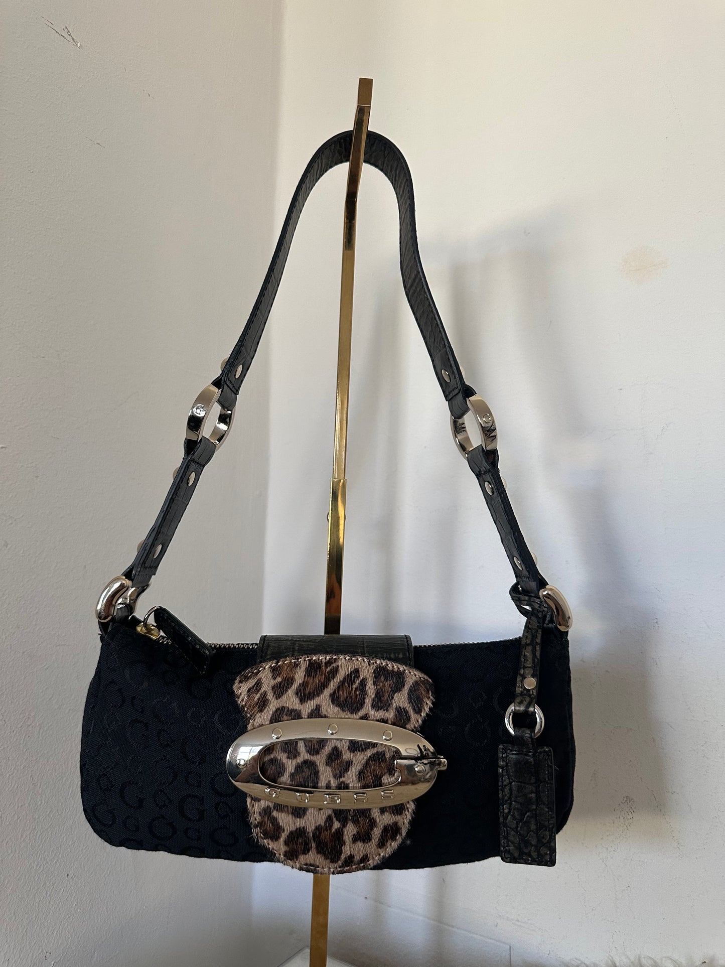 Guess Tasche Vintage Y2K Rare schwarz Leopard