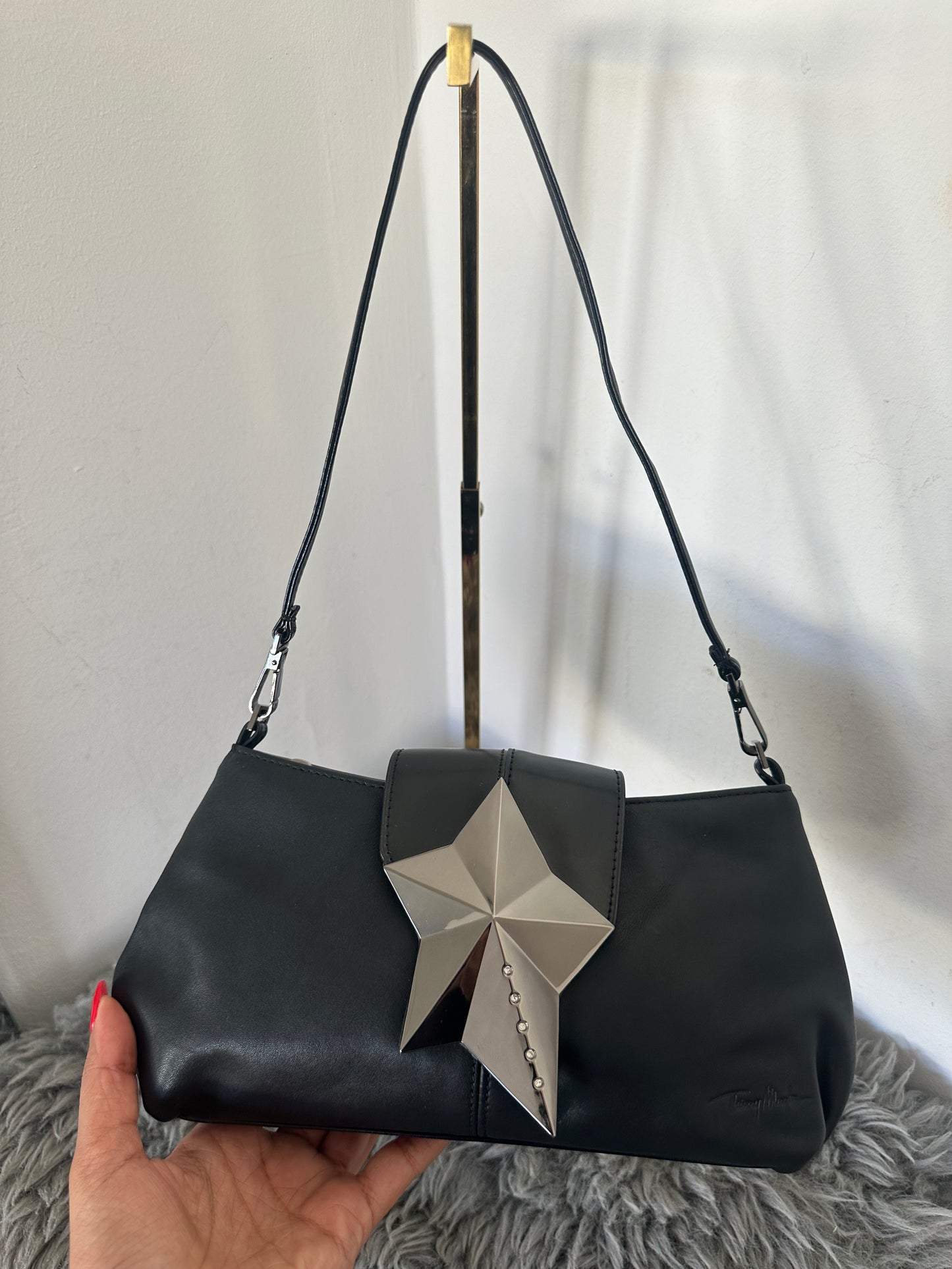 Thierry Mugler Vintage Tasche Leder Schwarz y2k