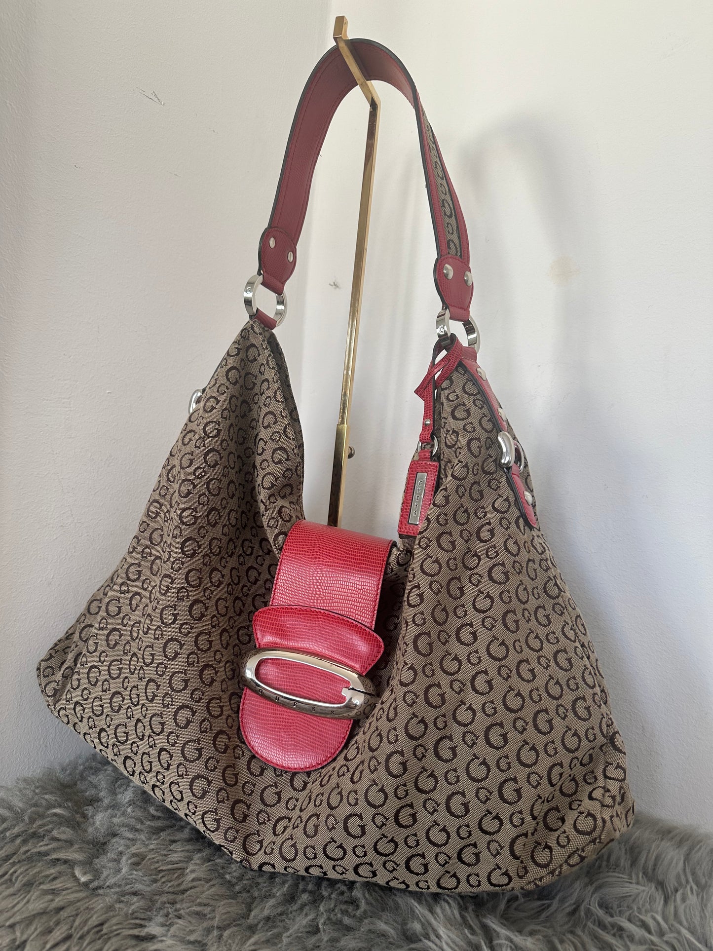 Guess vintage tasche rot braun