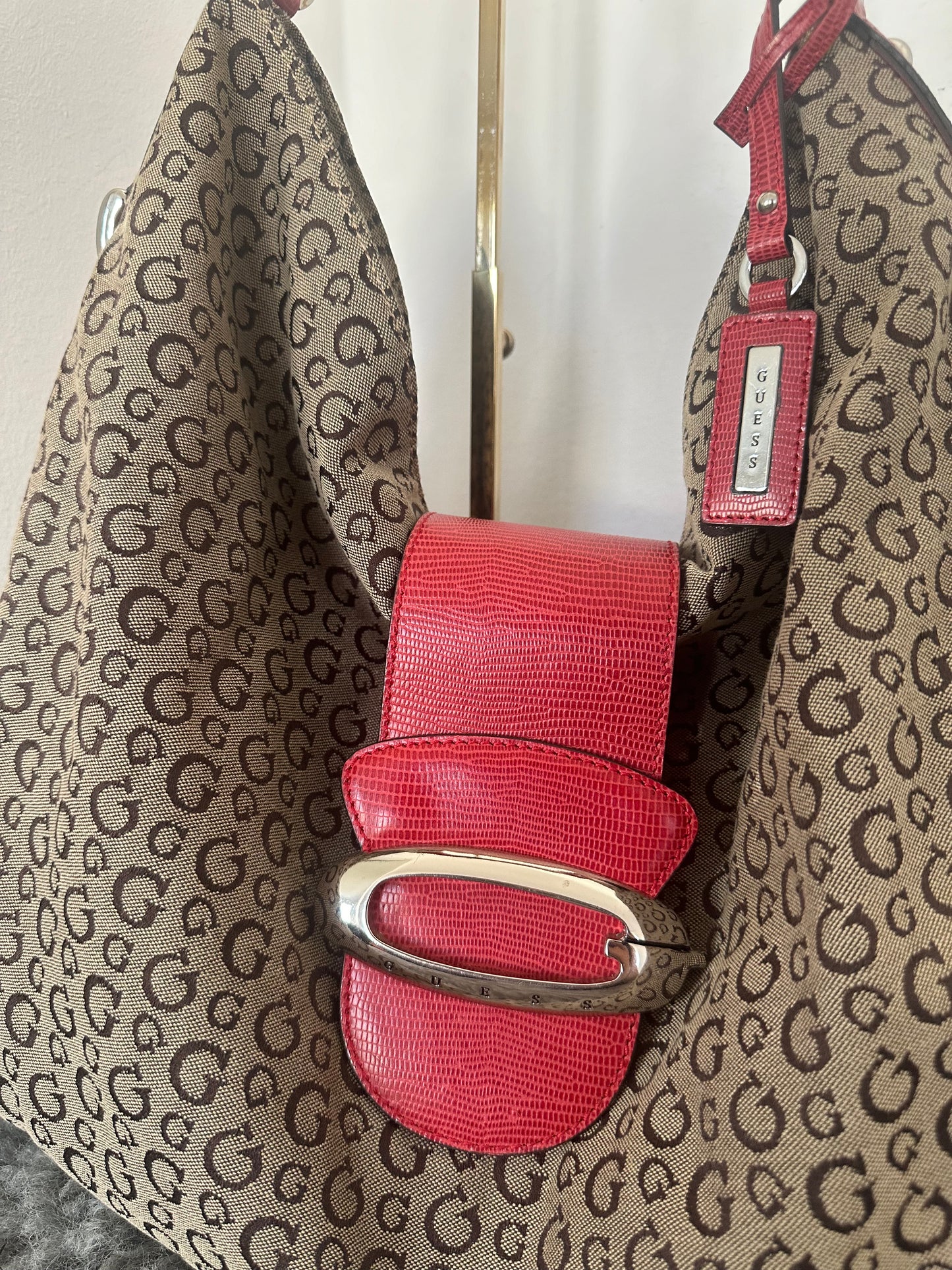 Guess vintage tasche rot braun