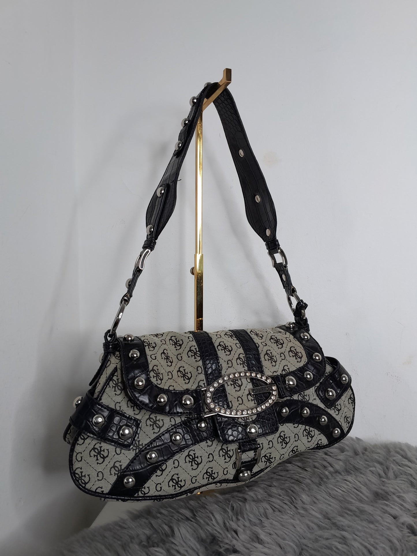 Guess vintage tasche grau schwarz